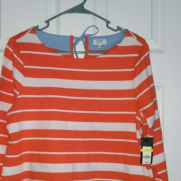 Crown & Ivy baby blue orange white ruffle top - Picture 3 of 6